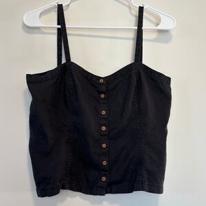 Everlane Black Linen Button Up Camisole Corset Tank Top Women’s Size 4